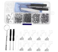 NIYANGLE Professional Glasses Repair Kit Screw Set Nose Pads for Eyeglasses Plastic Silicone Stainless Steel Kit Includes Screwdriver