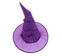 NIYANGLE Purple Featuring Three Dimensional Ruffled Ruched Witch Hat for Women, Classic Witch Hat Style Comfortable Wear and Lightweight Cloth Material, for Halloween and Themed Parties