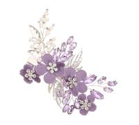 NIYANGLE Purple Flower Rhinestone Crystal Hairpin Bridal Faux Pearl Hair Accessories for Weddings Bridesmaids Elegant Multi Occasion Barrettes with Sparkling Floral Design