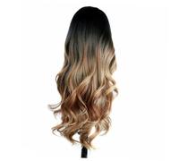 NIYANGLE Realistic Heat Resistant Long Curly Wig for Women Gradient Brown Fiber Hair with Natural Centre Parting Fluffy Texture Stylish Synthetic Hair for Cosplay Daily Use and Parties