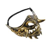 NIYANGLE Red Samurai Demon Mask Half Face Cosplay Mask for Men and Women Traditional Handmade Adjustable for Halloween Masquerade Party