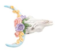 NIYANGLE Resin Bull Head Wall Hanging, Cow Skull Wall Art Sculpture for Rustic Home Décor, Rose Bull Head Ornament for Living Room and Festival Decorations