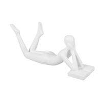 NIYANGLE Resin Reading Sculpture White Thinker Figurine for Bedroom