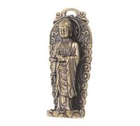 NIYANGLE Retro Brass Buddha Pendant with Detailed Carving and Radiant Backlight Vintage Western Three Saints Charm for Necklace Keychain and Spiritual Oriental Decor