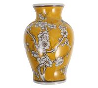NIYANGLE Retro Chinoiserie Ceramic Vase Tall Oriental Flower Planter Porcelain Finish Minimalist Home Decor for Coffee Table Desk and Shelf Display
