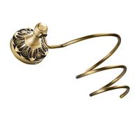 NIYANGLE Retro Copper Bathroom Hair Dryer Rack Wall-mounted Hair Appliance Organizer Holder Embossed European Style Round Base, Antique Brass Finish, Space-saving Home Storage Shelf