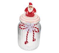 NIYANGLE Retro Glass Cookie Jar with Airtight Lid for Christmas Decorative Candy Container for Nuts Biscuits Desserts Festive Holiday Storage Canister for Fresh Treats