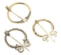 NIYANGLE Retro Viking Brooch Set 3pcs Cloak Pins with Snake, Scroll Woven Designs in Antique Bronze - Shawl Clasp Pins for Sweater Decoration and Costume Accessory
