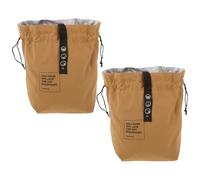 NIYANGLE Reusable Canvas Drawstring Lunch Bags Spill-Resistant and Easy to Carry 2pcs with Aluminum Foil Insulation, Portable Japanese Style Bento Pouch for Office and Swimming