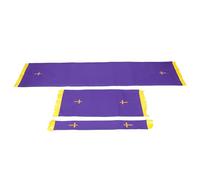 NIYANGLE Reversible Liturgical Vestment Set Communion Table Runner with Elegant Embroidery Craftsmanship Soft Touch Cloth in Green Purple for Eucharist Church Altar Seasonal Worship Decor