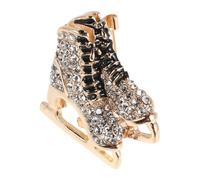NIYANGLE Rhinestone Ice Skates Brooch Pin with Sparkling Crystal Accents, Vintage Alloy Figure Skates Lapel Pin, Elegant and Versatile Outfit Accessory for Stage and Photo Moments