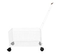 NIYANGLE Rolling Laundry Basket on Wheels, Medium White Plastic Clothes Hamper with Handle and Large Capacity for Bedroom Bathroom Dormitory Storage