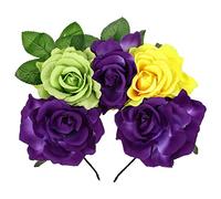 NIYANGLE Rose Flower Headband for Women Beautiful Big Rose Hair Accessory for Cosplay Theme Parties Elegant Floral Hairband for Photo Props Gatherings