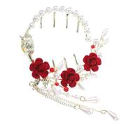 NIYANGLE Rose Hairpin Pearl and Tassel for High Ponytail Holder Decorative Hair Clips for Women for Thick Hair Accessories and Casual Outings