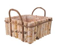 NIYANGLE Rustic Vintage Birch Wood Barrel Planter with Metal Ring Handles and Plastic Liner, Low-maintenance Flowerpot for Succulents and Plants, for Home and Holiday Decoration