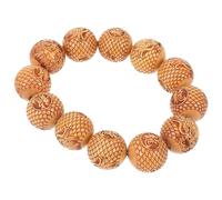 NIYANGLE Sandalwood Carved Dragon Pattern Wooden Bead Bracelet for Women Men Buddhist Prayer Beads Charm Hand Jewelry Suitable for Daily Wear and Spiritual Practice
