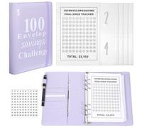 NIYANGLE Saving Challenge Book 25 Printed Pages and 1 Sticker, Purple Money Savings Binder Cash Envelopes, Budget Planner and Money Organizer for Personal Finance