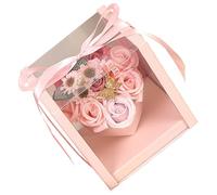 NIYANGLE Scented Rose Soap Flower Box in Pink with Realistic Petals for Warm Bath and Hand Cleaning, Gift for Mother's Day or Valentine's Day, for Home Decoration and Daily Life