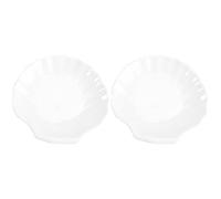 NIYANGLE Shell Shape Ceramic Serving Plate Multi-Function Dessert and Salad Dish White Porcelain Tableware Elegant Design for Tea Party and Home Use