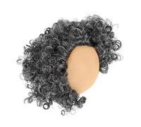 NIYANGLE Short Grey Curly Wig for Old Man Costume Heat Resistant Synthetic Hairpiece with Bald Cap for Halloween Cosplay Themed Parties