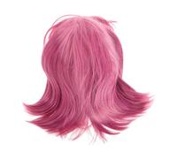 NIYANGLE Short Straight Bob Wig with Flat Fake Bangs for Women Soft Comfortable Synthetic Fiber Stylish Violet Daily Wear Costume Hair Replacement Easy to Wear Cap Design