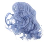 NIYANGLE Shoulder Curly Bob Wig with Bangs for Women Lightweight Synthetic Blue Hairpiece for Costume Party Halloween Cosplay Stylish Modern Voluminous Curls