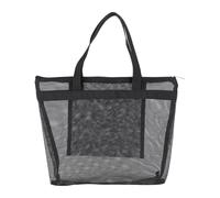 NIYANGLE Shower Bag Polyester Black Mesh Large Capacity with Hanging Storage and Large Opening Design, Portable Toiletry Bag for Gym and Travel Use