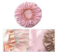 NIYANGLE Shower Cap Bathing Hat Double-layer Waterproof Pink for Women, Washable Peva with Elastic Band, for Making and Cleaning Face
