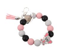 NIYANGLE Silicone Bead Elephant Charm Keychain Silicone Wristlet Key Chain Creative Chic Does Not Hurt Your Hands Skin-friendly Family Friend Housewarming