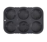 NIYANGLE Silicone Bread Pan 6 Cavity Loaf Mold Dishwasher Safe Versatile Baking Tool for Hamburger Buns and Meat Pies, Non-Stick Flexible Silicone Bread Mold for Easy Release