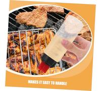 NIYANGLE Silicone Oil Dispenser Bottle with Brush for Bbq Cooking Easy Squeeze Condiment Tool with Measurement Scale Portable Multipurpose Kitchen Oil Brush for Accurate Sauce Application
