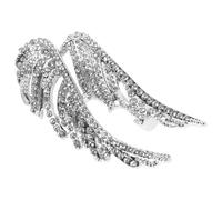 NIYANGLE Silver Angel Plume Brooch Pin for Men and Women, Crystal Rhinestone Lapel Pin Suit Accessory, Wedding Party Corsage Badge, Luxury Coat Breastpin Jewelry