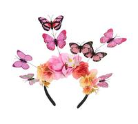 NIYANGLE Simulation Flower Butterfly Headband for Women Elegant Bride Wedding Hair Accessories Floral Hair Clips for Festivals and Tea Parties