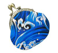 NIYANGLE Small Coin Purse Womens Coin Purse Fashionable Cotton Multi-Functional Use Portable Hand-held Style Wallet for Women Daily Use with Cartoon Wave Pattern