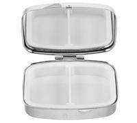 NIYANGLE Small Medicine Organizer 2 Compartment Portable Travel Container Metal Rhinestones Pill Holder Elegant Vintage Decorative Case for Daily Outings