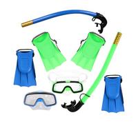 NIYANGLE Snorkeling Gear Set with 2pcs Swim Goggles and Full Snorkel Breathing Tube, Sizes 25-30 for Boys, Blue and Green Snorkeling Equipment for Swimming and Diving Activities