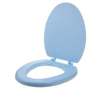 NIYANGLE Soft Foam Elongated Toilet Seat with Thickened Design Easy Detach for Cleaning Comfortable Supportive Bathroom Seat Cover in Light Blue Compatible Shaped Mounting