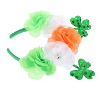 NIYANGLE St Patrick's Day Clover Hair Hoop with Rose Party Headwear | Cloth Plastic Iron Build, Eye Catching Festive Decor, Elegant Shamrock Style for Party Celebrations