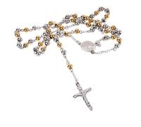NIYANGLE Stainless Steel Rosary Beads Necklace for Baptism Boys Cross Chain Necklace Religious Jewelry for Men Women Durable Simple Design Faith Accessory