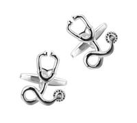 NIYANGLE Stethoscope Cufflinks Creative and Practical Silver Stainless Steel for Men Shirt Sleeve Nails Long Time Use Suitable for Special Occasions and Anniversaries Business Accessory