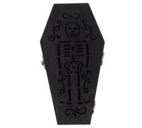 NIYANGLE Storage Box for Halloween Themed Parties Coffin Shaped Wooden with Hollow Skeleton Pattern Decorative Black Jewelry Organizer with Smooth Surface and Fine Craftsmanship for Small