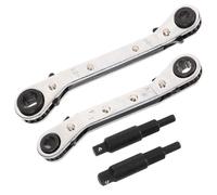 NIYANGLE Sturdy Dual Headed Ratchet Wrench HVAC Refrigeration Repair Tool with Bit Adapters Quick Release Comfortable Handle for Compressor Valves and Service Maintenance Random Color