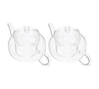 NIYANGLE Thickened 2pcs Borosilicate Glass Teapot with Infuser 250ml Heat-Resistant Small Household Tea Kettle for Loose Leaf Brewing and Home Office Use