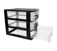 NIYANGLE Three-layer Plastic Storage Cabinets Drawer Type Closet Lightweight Multi-deck Drawer Design Black 8.29x5.97x7.55in Simple Fashion Storage Organizer for Office and Study Room