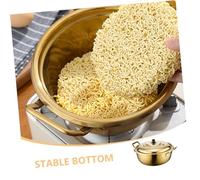 NIYANGLE Titanium Stainless Steel Korean Style Noodle Pot with Lid and Dual Handles Rapid Heat Conductivity Saucepan for Cooking Ramen and Soups Spill-Resistant Lid Easy-Clean Cookware for