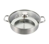 NIYANGLE Two-Flavor Stainless Steel Hot Pot with Anti-Scald Handles Thickened Double Compartment Cooking Pot for Household Induction and Gas Stove Use