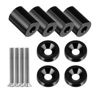NIYANGLE Universal Car Hood Spacer Riser Kit, Black Aluminum Engine Hood Ventilation Spacers 4 Risers, Screws and Washers, Compatible 6mm Bolts for Automotive Ventilation and Modification