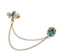 NIYANGLE Vintage Bee Brooch with Tassel Chain Elegant Crystal Lapel Pin Badge for Men and Women Stylish Accessory for Shirt Collar Hat Scarf and Tie