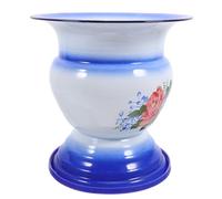 NIYANGLE Vintage Blue Enamel Spittoon for Home, Thickened Chinese Style High Foot Pee Bucket, Household Traditional Bathroom Aid with Random Pattern, Random Style
