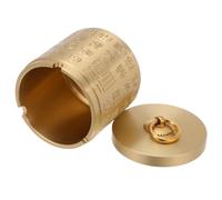 NIYANGLE Vintage Brass Ashtray with Lid Compact round Tabletop Smoking Ash Holder for Cigarettes Indoor Outdoor Home Office Patio Car Desktop